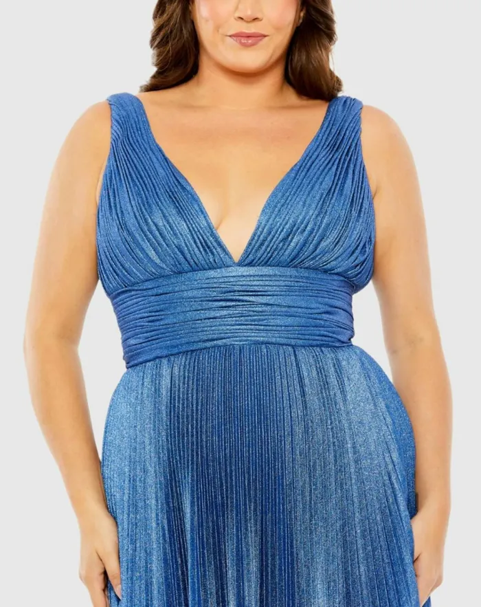 Women Plus Size Dresses Mac Duggal VNeck Ombre Pleated Gown Sapphire Ombre Women Plus Size Dresses Mac Duggal VNeck Ombre Pleated Gown Sapphire Ombre
