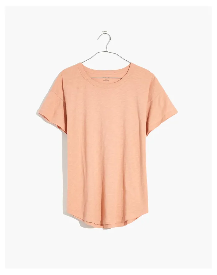 Women Plus Whisper Cotton Rib Crewneck Tee Antique Coral Madewell Tees