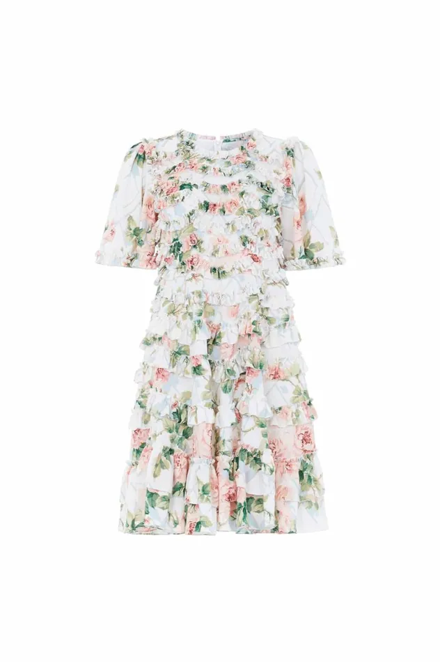 Women Printed Dresses Needle and Thread Harlequin Rose Crepe Mini Dress Multi Women Printed Dresses Needle and Thread Harlequin Rose Crepe Mini Dress Multi