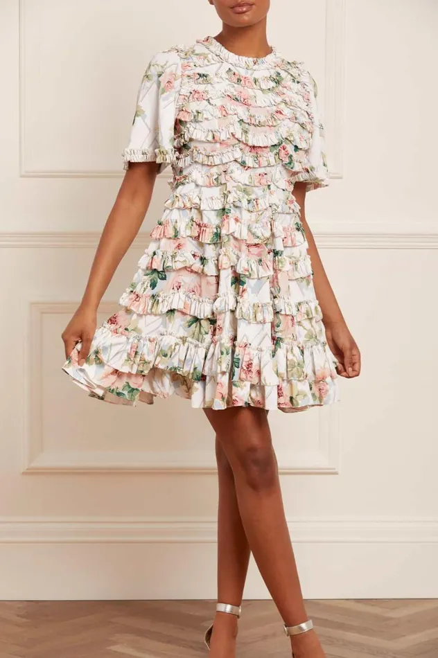 Women Printed Dresses Needle and Thread Harlequin Rose Crepe Mini Dress Multi Women Printed Dresses Needle and Thread Harlequin Rose Crepe Mini Dress Multi