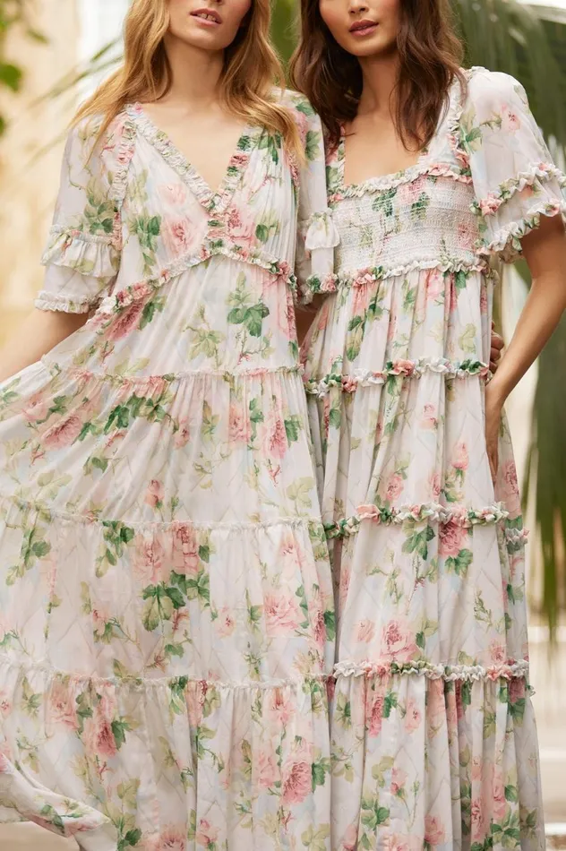 Women Printed Dresses Needle and Thread Harlequin Rose Dora Chiffon Ankle Gown Multi Women Printed Dresses Needle and Thread Harlequin Rose Dora Chiffon Ankle Gown Multi