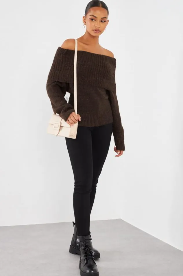 Women Pull Col Bateau En Laine Marron Brown Brentiny Paris Sweaters and Sweatshirts Women Pull Col Bateau En Laine Marron Brown Brentiny Paris Sweaters and Sweatshirts