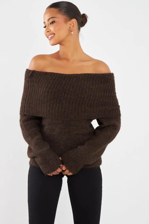 Women Pull Col Bateau En Laine Marron Brown Brentiny Paris Sweaters and Sweatshirts Women Pull Col Bateau En Laine Marron Brown Brentiny Paris Sweaters and Sweatshirts