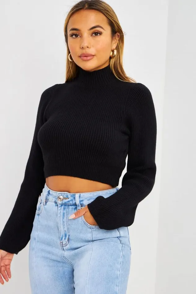 Women Pull Court En Mailles Noir Black Brentiny Paris Sweaters and Sweatshirts