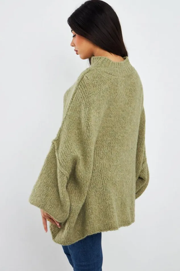 Women Pull Kaki Textur Col Montant Khaki Brentiny Paris Sweaters and Sweatshirts Women Pull Kaki Textur Col Montant Khaki Brentiny Paris Sweaters and Sweatshirts