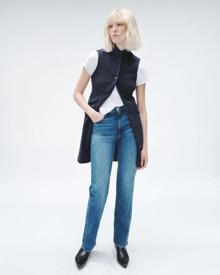 Women Rag and Bone Dresses and Skirts Slade Knit Twill Vest Dress Navy Women Rag and Bone Dresses and Skirts Slade Knit Twill Vest Dress Navy