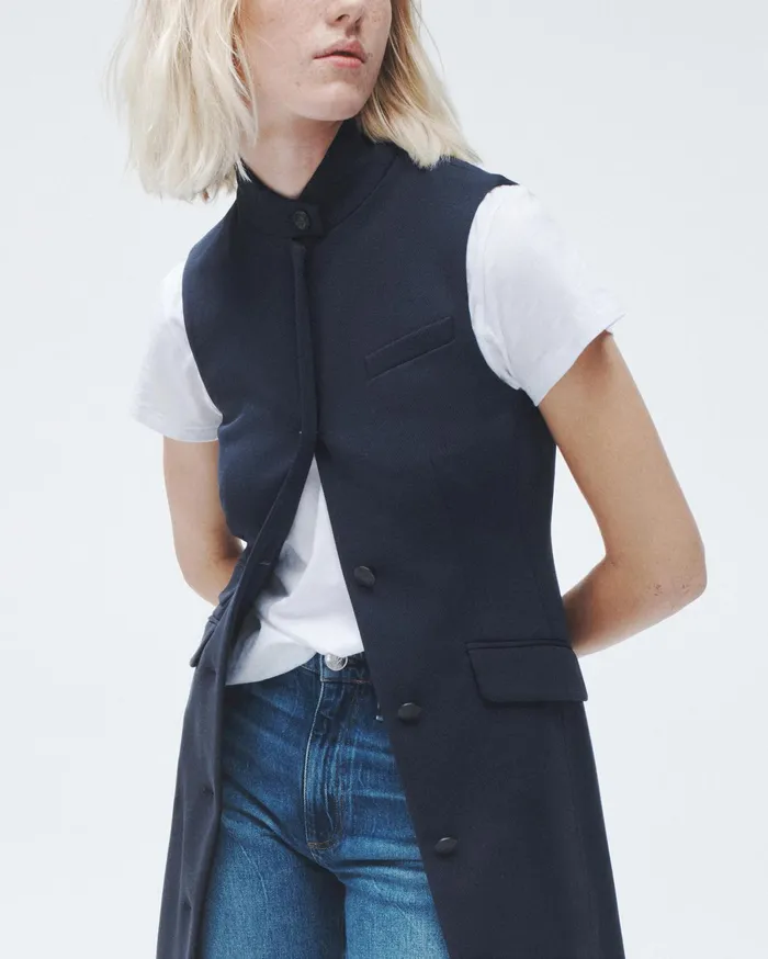 Women Rag and Bone Dresses and Skirts Slade Knit Twill Vest Dress Navy Women Rag and Bone Dresses and Skirts Slade Knit Twill Vest Dress Navy