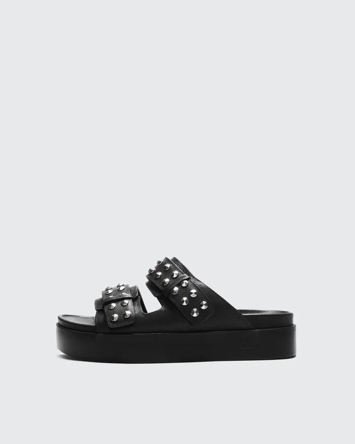 Women Rag and Bone Sandals Geo Studded Platform Slide Black