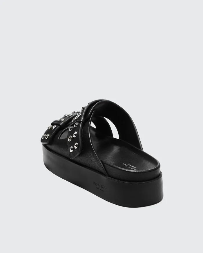Women Rag and Bone Sandals Geo Studded Platform Slide Black Women Rag and Bone Sandals Geo Studded Platform Slide Black