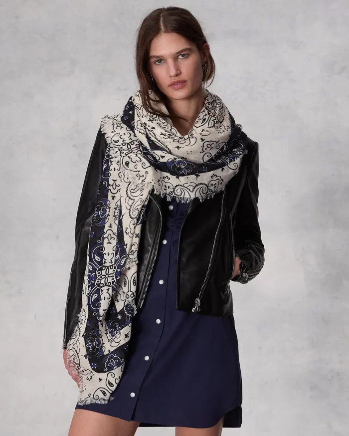 Women Rag and Bone Scarves and Ponchos Astra Paisley Cotton Scarf Vanilla Women Rag and Bone Scarves and Ponchos Astra Paisley Cotton Scarf Vanilla