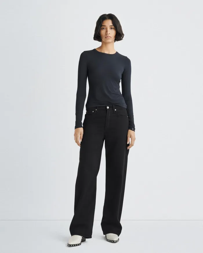 Women Rag and Bone TShirts Luca Long Sleeve Tee Black