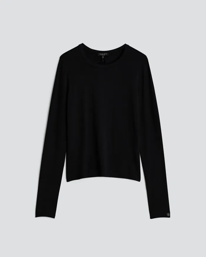 Women Rag and Bone TShirts Luca Long Sleeve Tee Black