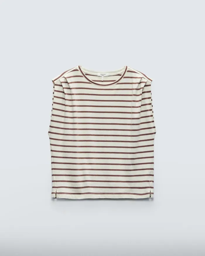 Women Rag and Bone TShirts Mica Striped Tank Brown Stripe Women Rag and Bone TShirts Mica Striped Tank Brown Stripe