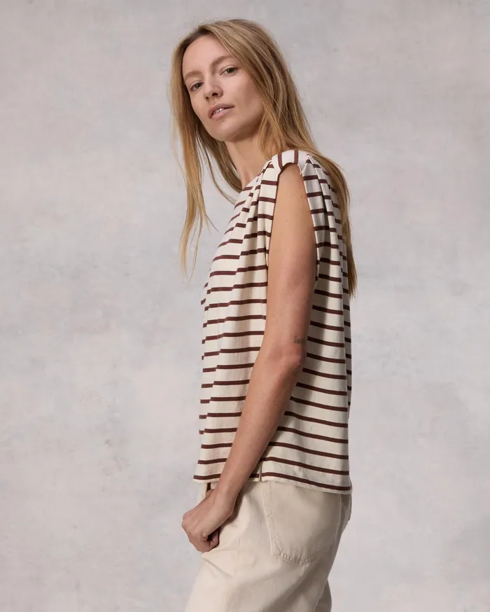Women Rag and Bone TShirts Mica Striped Tank Brown Stripe Women Rag and Bone TShirts Mica Striped Tank Brown Stripe