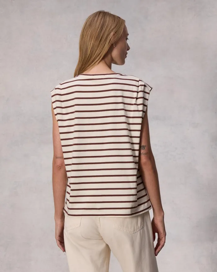 Women Rag and Bone TShirts Mica Striped Tank Brown Stripe Women Rag and Bone TShirts Mica Striped Tank Brown Stripe