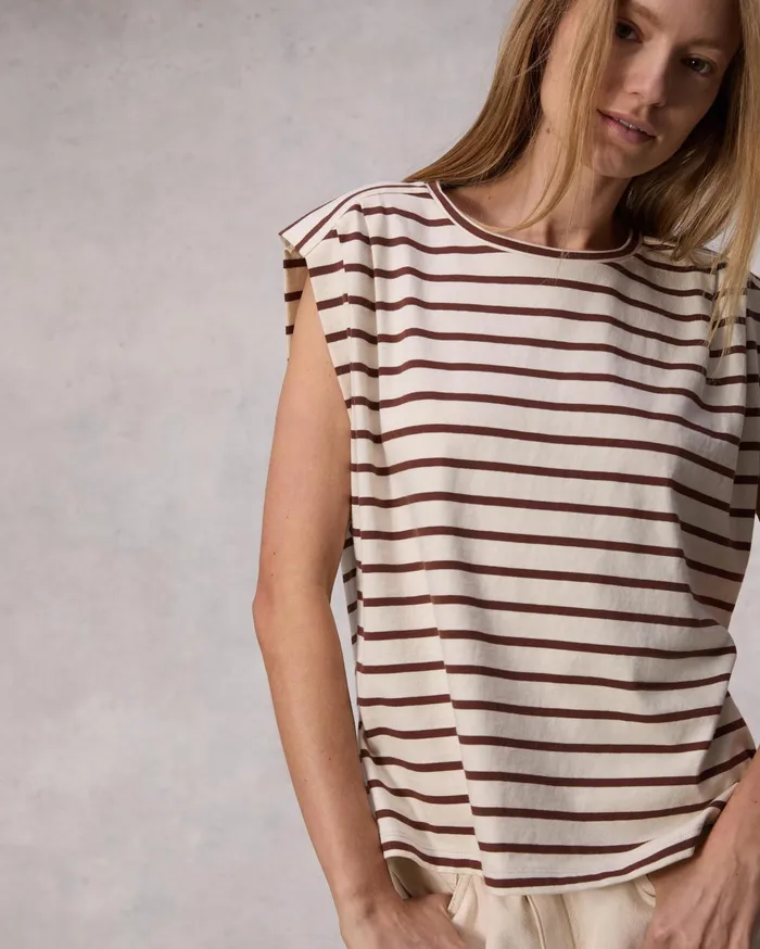 Women Rag and Bone TShirts Mica Striped Tank Brown Stripe Women Rag and Bone TShirts Mica Striped Tank Brown Stripe