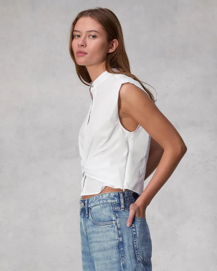 Women Rag and Bone Tops Louisa Cotton Poplin Sleeveless Shirt White Women Rag and Bone Tops Louisa Cotton Poplin Sleeveless Shirt White
