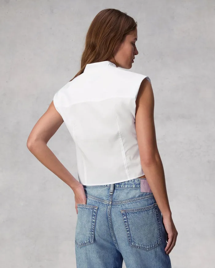 Women Rag and Bone Tops Louisa Cotton Poplin Sleeveless Shirt White Women Rag and Bone Tops Louisa Cotton Poplin Sleeveless Shirt White