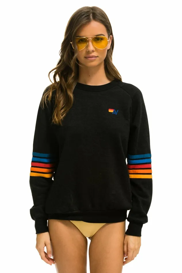 Women RAINBOW STITCH SLEEVE CREW SWEATSHIRT 8211 BLACK 2 Aviator Nation UnisexCrewSweatshirt Women RAINBOW STITCH SLEEVE CREW SWEATSHIRT 8211 BLACK 2 Aviator Nation UnisexCrewSweatshirt
