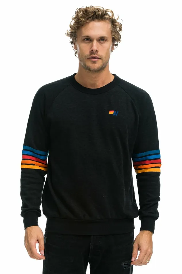 Women RAINBOW STITCH SLEEVE CREW SWEATSHIRT 8211 BLACK 2 Aviator Nation UnisexCrewSweatshirt Women RAINBOW STITCH SLEEVE CREW SWEATSHIRT 8211 BLACK 2 Aviator Nation UnisexCrewSweatshirt