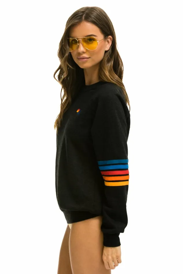 Women RAINBOW STITCH SLEEVE CREW SWEATSHIRT 8211 BLACK 2 Aviator Nation UnisexCrewSweatshirt Women RAINBOW STITCH SLEEVE CREW SWEATSHIRT 8211 BLACK 2 Aviator Nation UnisexCrewSweatshirt