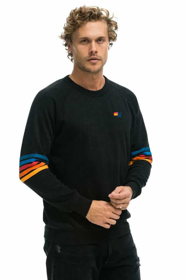 Women RAINBOW STITCH SLEEVE CREW SWEATSHIRT 8211 BLACK 2 Aviator Nation UnisexCrewSweatshirt Women RAINBOW STITCH SLEEVE CREW SWEATSHIRT 8211 BLACK 2 Aviator Nation UnisexCrewSweatshirt