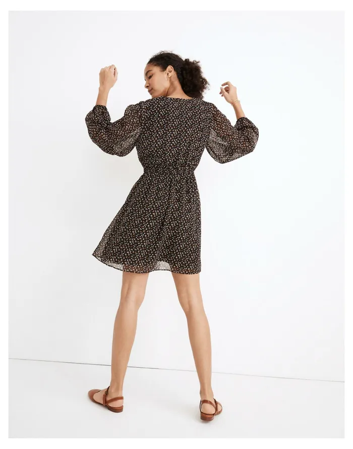 Women Resourced Georgette Button Front Mini Dress In Adorable Ditsy True Black Madewell Dresses Women Resourced Georgette Button Front Mini Dress In Adorable Ditsy True Black Madewell Dresses