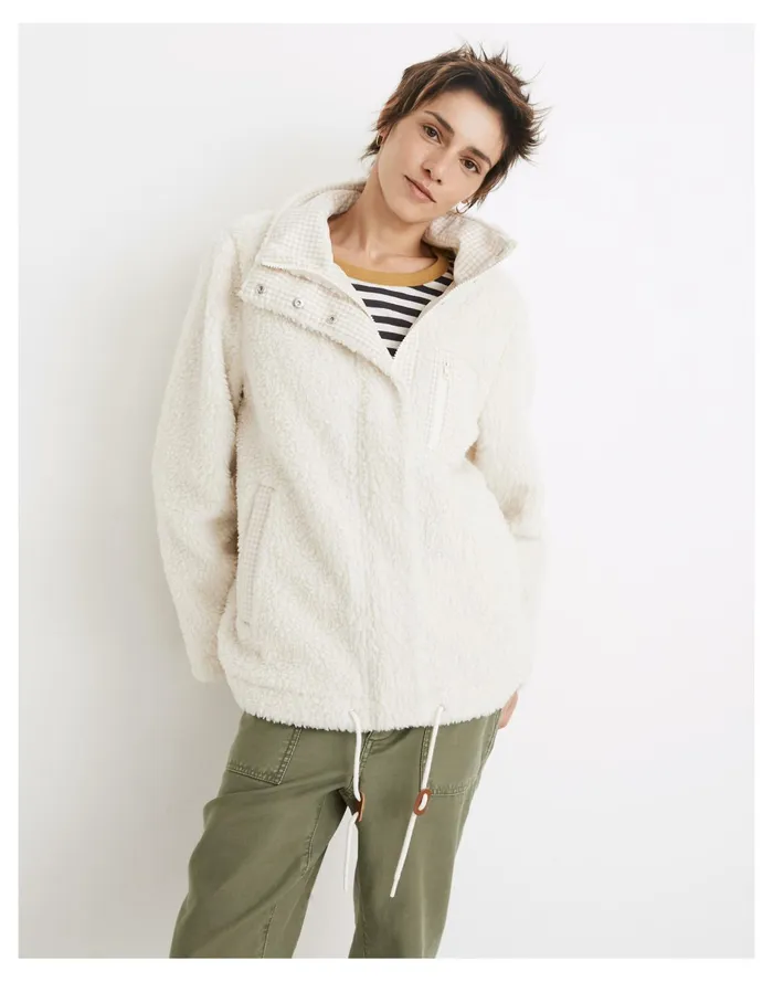 Women Resourced Sherpa Zip Jacket Antique Cream Madewell Jackets