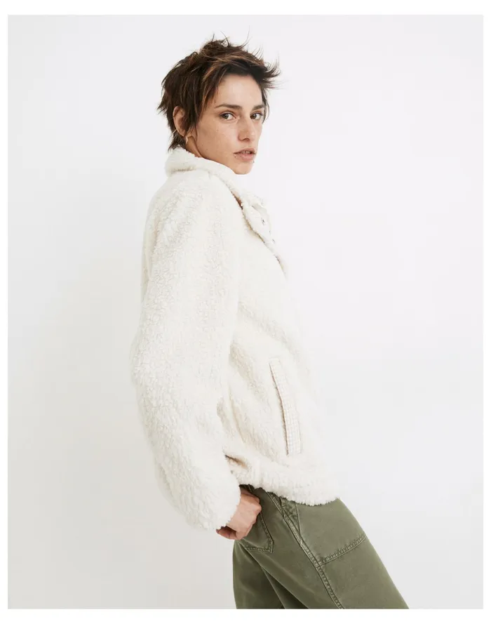 Women Resourced Sherpa Zip Jacket Antique Cream Madewell Jackets Women Resourced Sherpa Zip Jacket Antique Cream Madewell Jackets