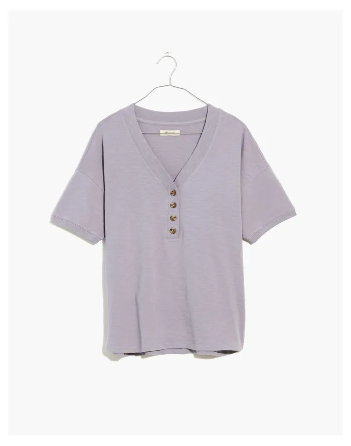Women Relaxed Henley Tee Faded Lavender Madewell Tees Women Relaxed Henley Tee Faded Lavender Madewell Tees