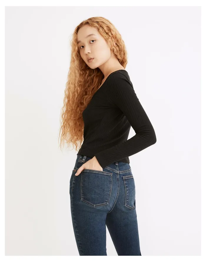Women Ribbed Cardigan Crop Tee True Black Madewell Sweaters Women Ribbed Cardigan Crop Tee True Black Madewell Sweaters