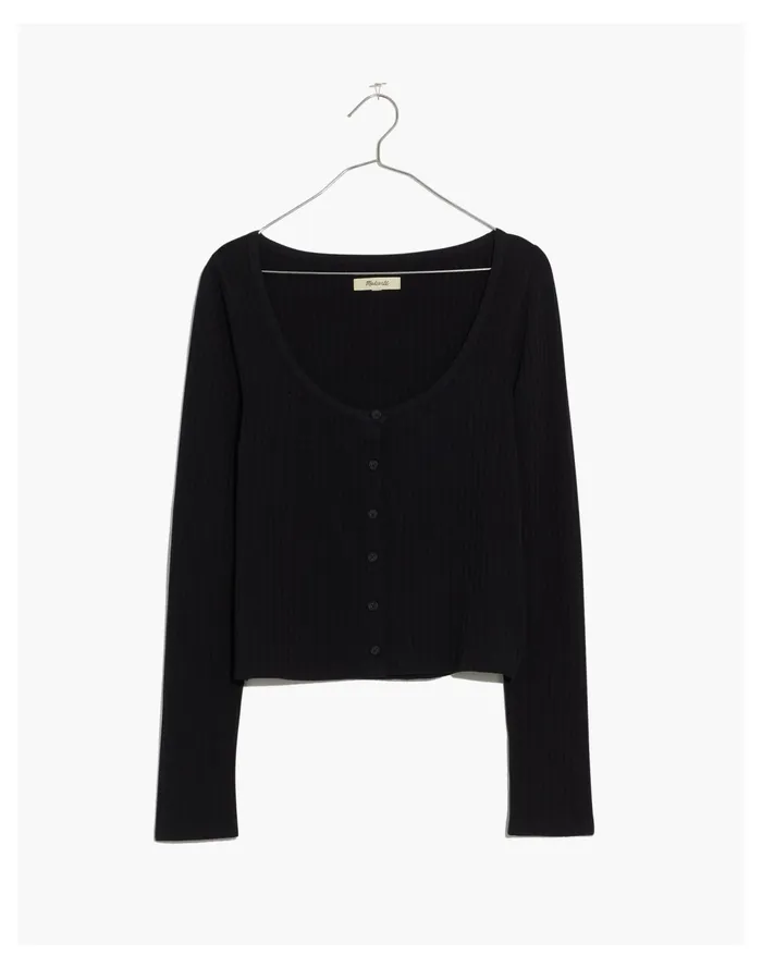 Women Ribbed Cardigan Crop Tee True Black Madewell Sweaters Women Ribbed Cardigan Crop Tee True Black Madewell Sweaters