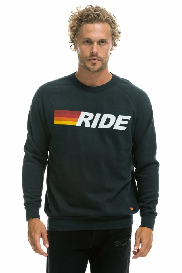Women RIDE LOGO WHITE CREW SWEATSHIRT 8211 CHARCOAL Aviator Nation UnisexCrewSweatshirt Women RIDE LOGO WHITE CREW SWEATSHIRT 8211 CHARCOAL Aviator Nation UnisexCrewSweatshirt