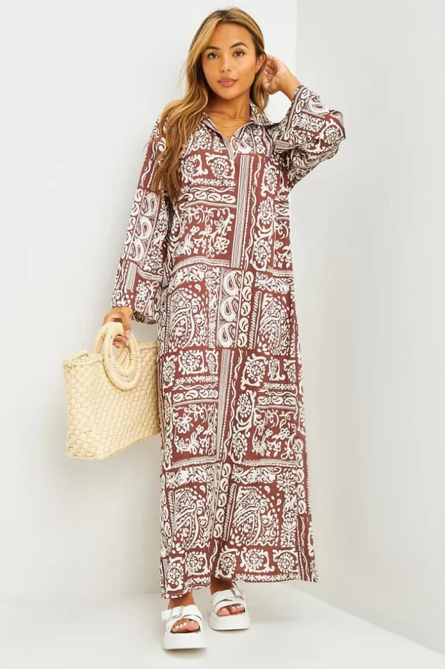 Women Robe 4051 Brown Brentiny Paris Satin Dresses