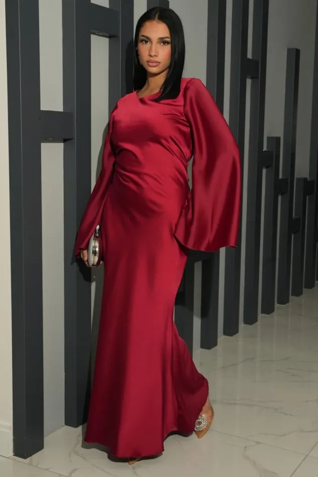 Women Robe Ample Satine Et Croise Au Dos Bordeaux Bordeaux Brentiny Paris Ceremonial Outfits Women Robe Ample Satine Et Croise Au Dos Bordeaux Bordeaux Brentiny Paris Ceremonial Outfits