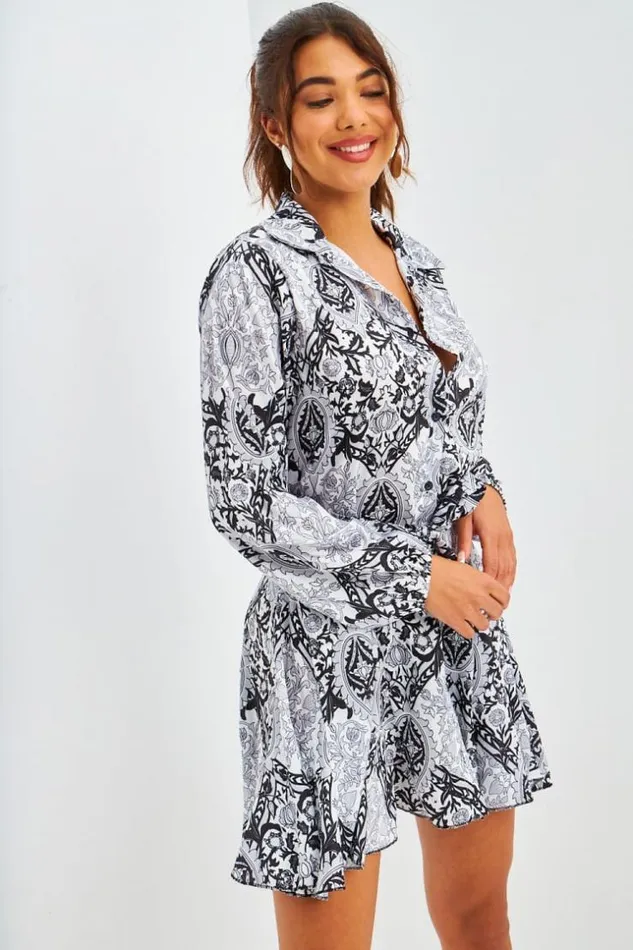 Women Robe Chemise Courte Satine Noire Motif Baroque Black Brentiny Paris Satin Dresses Women Robe Chemise Courte Satine Noire Motif Baroque Black Brentiny Paris Satin Dresses
