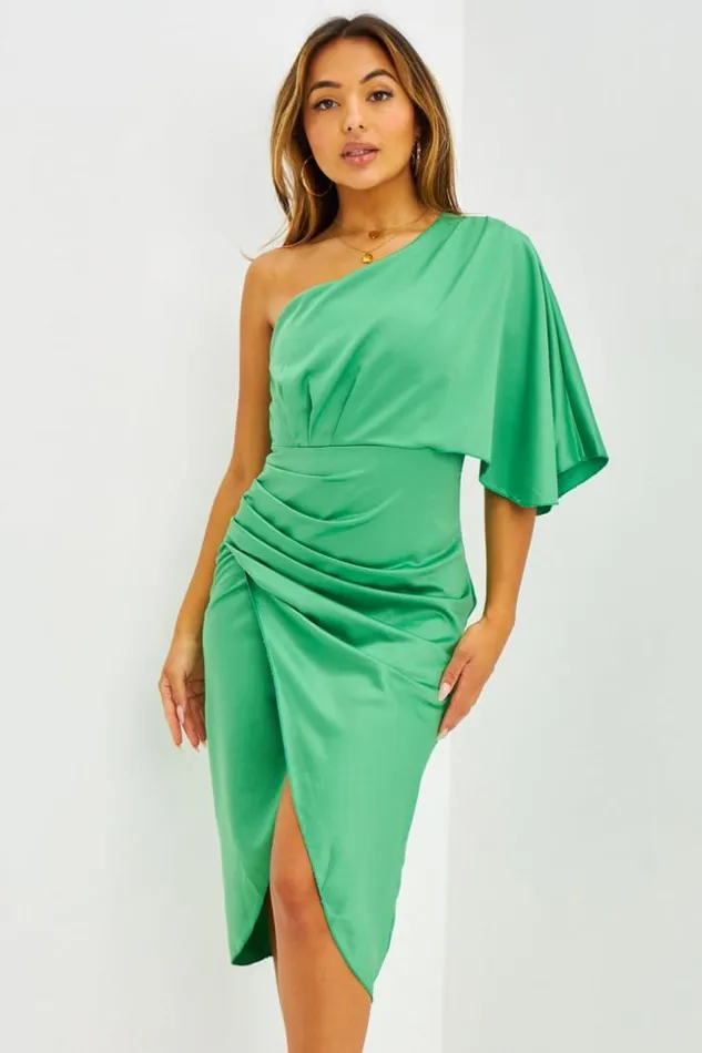 Women Robe Drape Asymtrique Orange Green Brentiny Paris Ceremonial Outfits