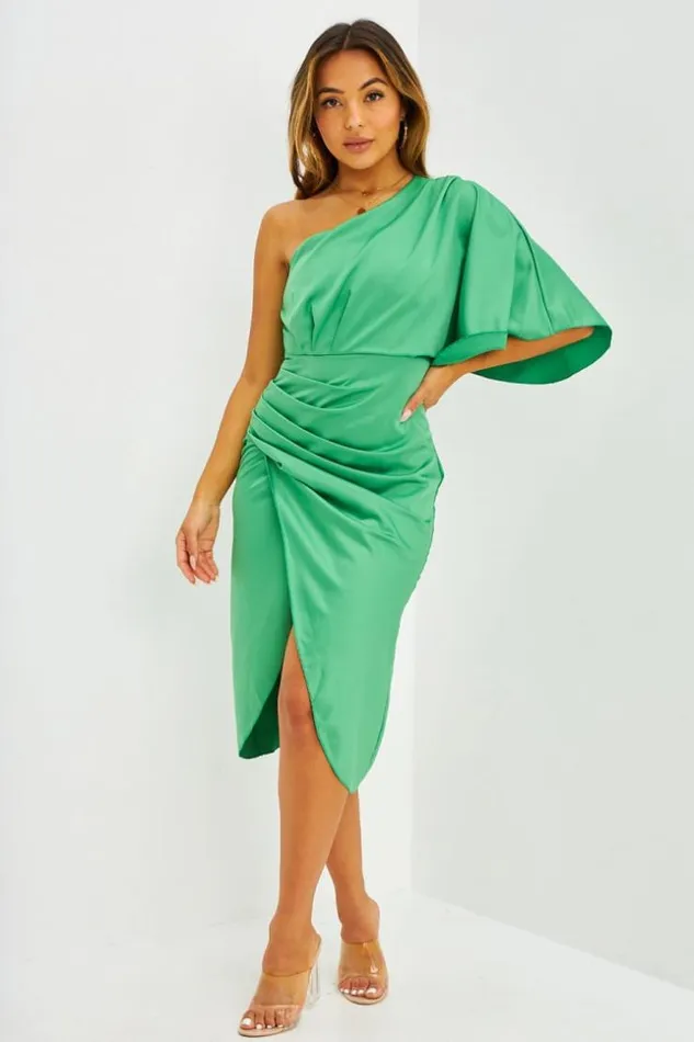 Women Robe Drape Asymtrique Orange Green Brentiny Paris Ceremonial Outfits