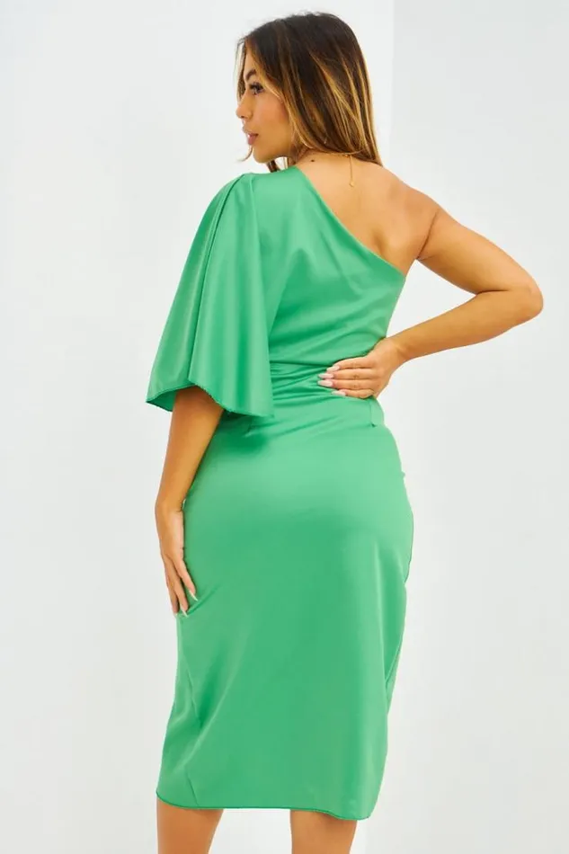 Women Robe Drape Asymtrique Orange Green Brentiny Paris Ceremonial Outfits