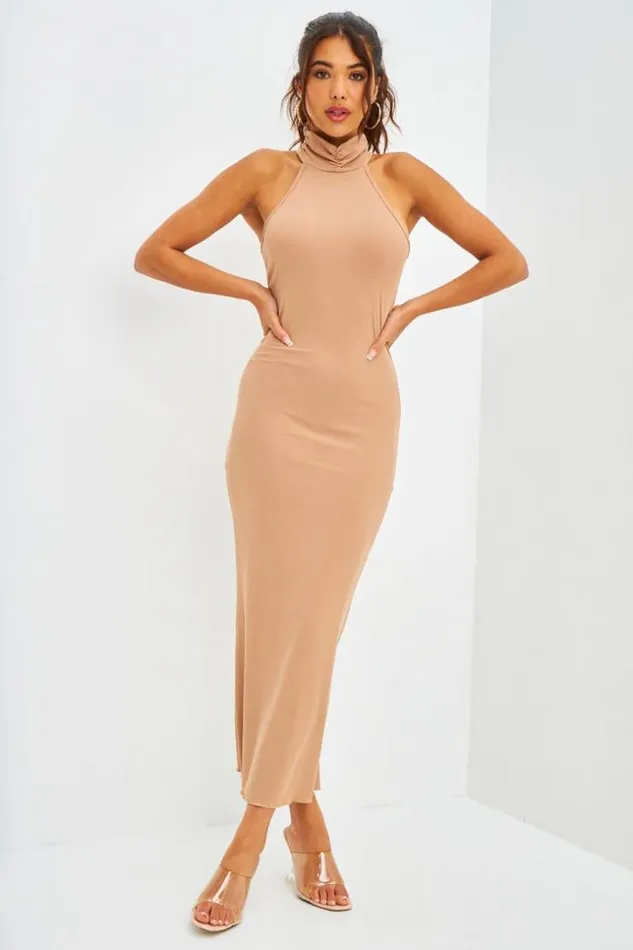 Women Robe Longue Taupe Sans Manches Bijou Brentiny Au Dos Brentiny Paris Capsule Collection Women Robe Longue Taupe Sans Manches Bijou Brentiny Au Dos Brentiny Paris Capsule Collection