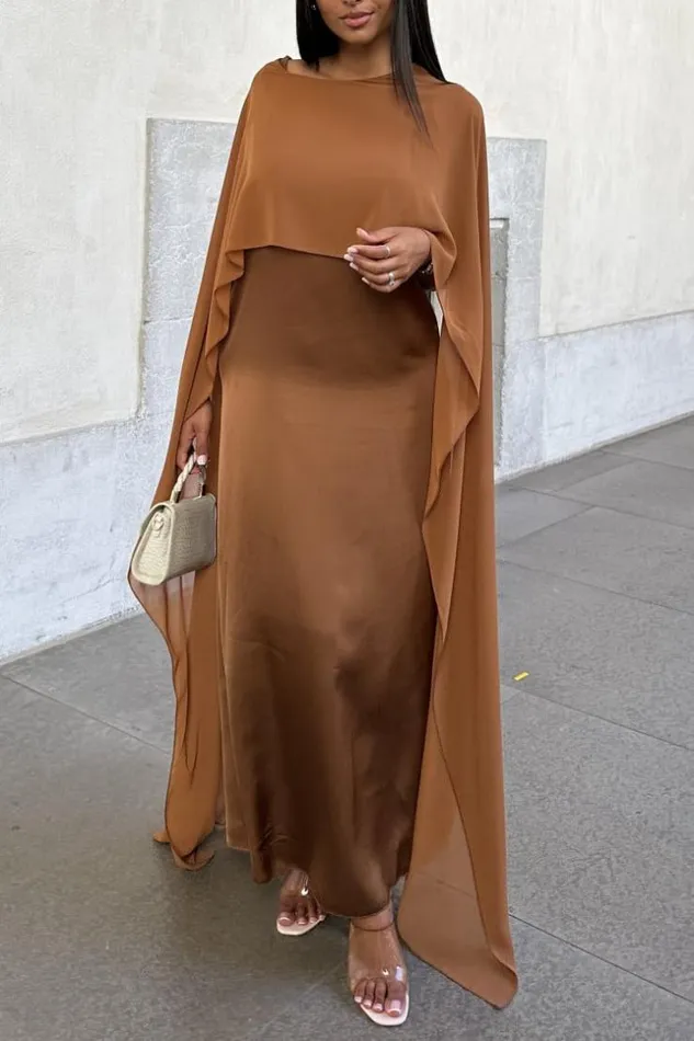 Women Robe Marron Ample Satine Empicement Voile Brown Brentiny Paris Short Dresses Women Robe Marron Ample Satine Empicement Voile Brown Brentiny Paris Short Dresses