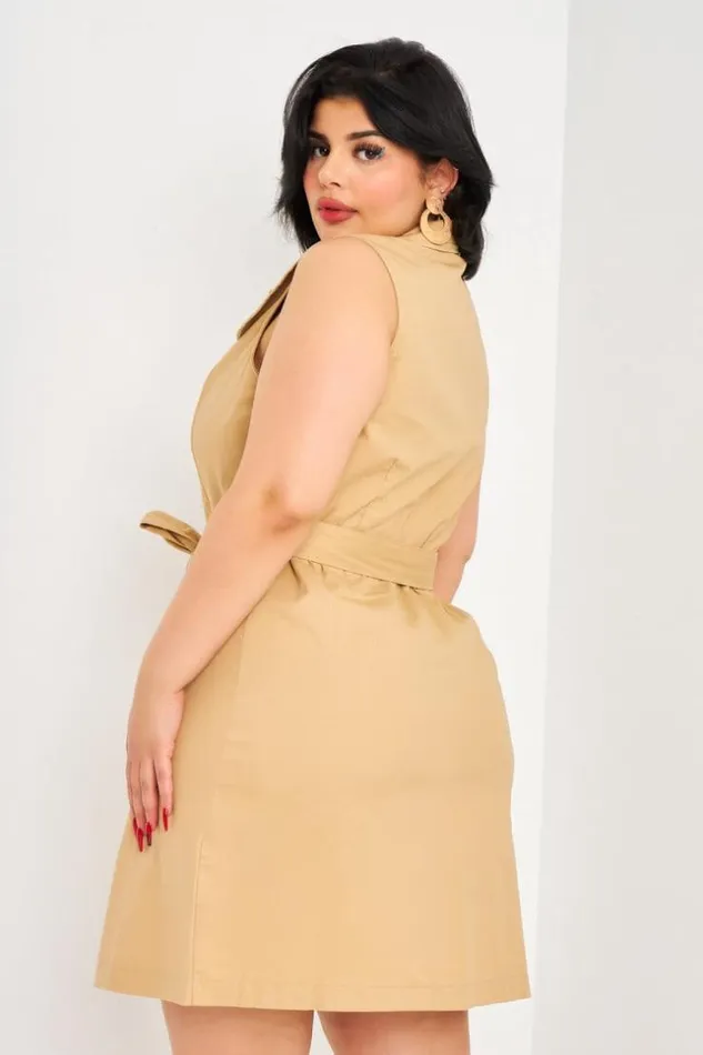 Women Robe Saharienne Beige Sans Manches Beige Brentiny Paris See Everything Women Robe Saharienne Beige Sans Manches Beige Brentiny Paris See Everything