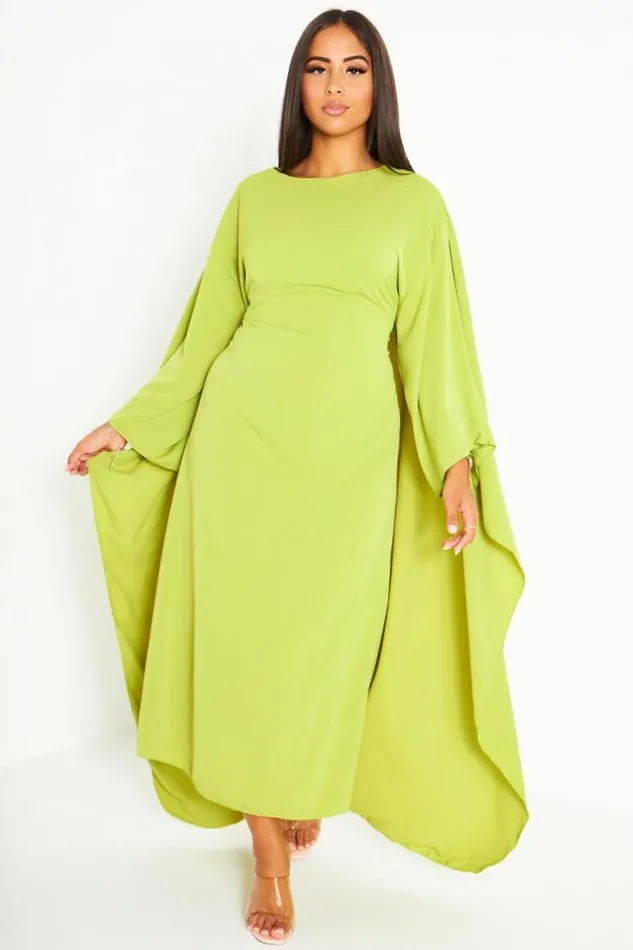 Women Robe Verte Ceinture Empicement Cape Green Brentiny Paris Ceremonial Outfits
