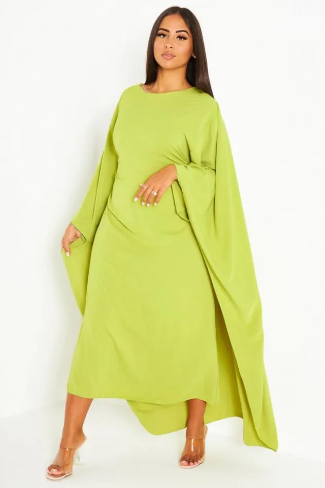 Women Robe Verte Ceinture Empicement Cape Green Brentiny Paris Ceremonial Outfits
