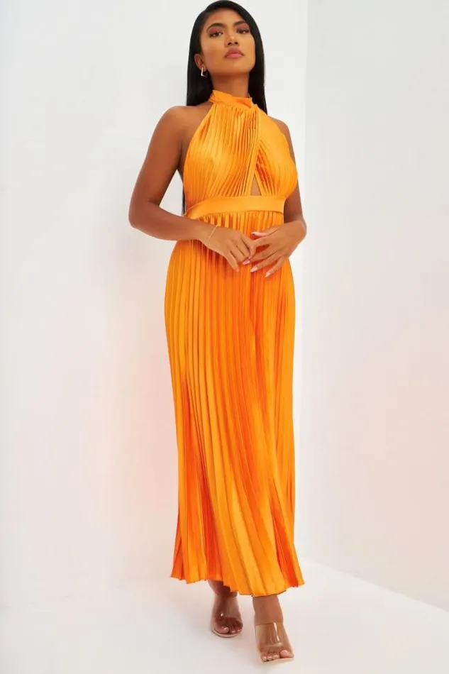 Women Roble Longue Satine Orange Brentiny Paris Ceremonial Outfits