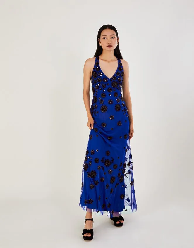 Women Rosa Sequin Maxi Dress In Recycled Polyester Blue Monsoon Occasionwear