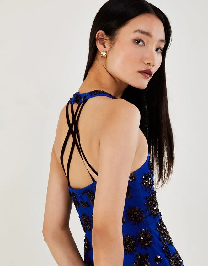 Women Rosa Sequin Maxi Dress In Recycled Polyester Blue Monsoon Occasionwear