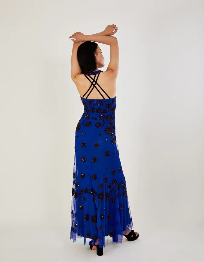 Women Rosa Sequin Maxi Dress In Recycled Polyester Blue Monsoon Occasionwear