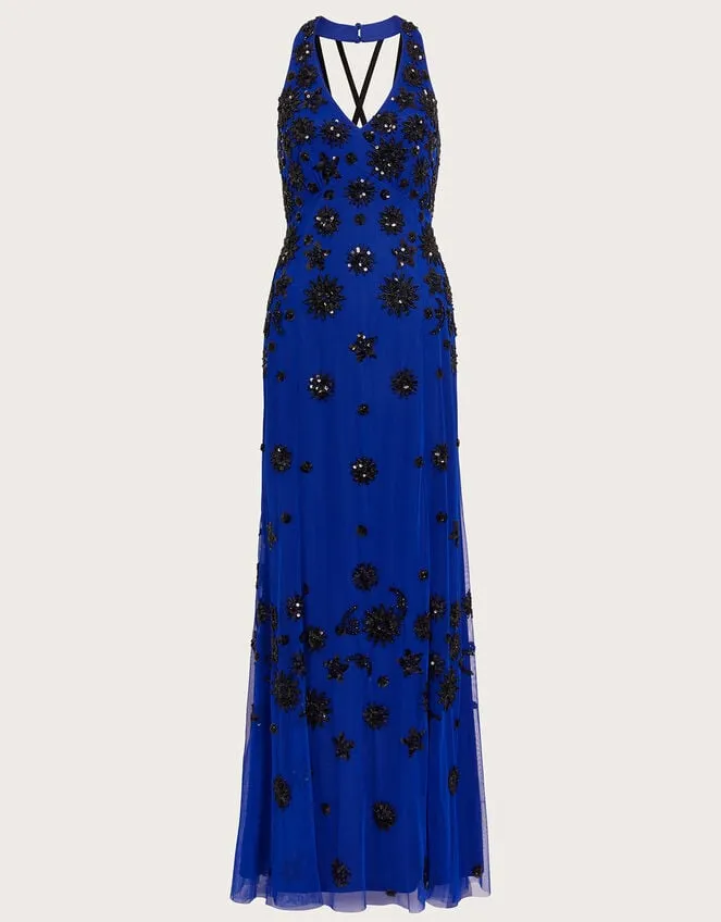 Women Rosa Sequin Maxi Dress In Recycled Polyester Blue Monsoon Occasionwear