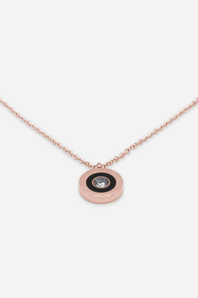 Women Rose Gold Stainless Steel Diamante Clock Pendant Roman Jewellery